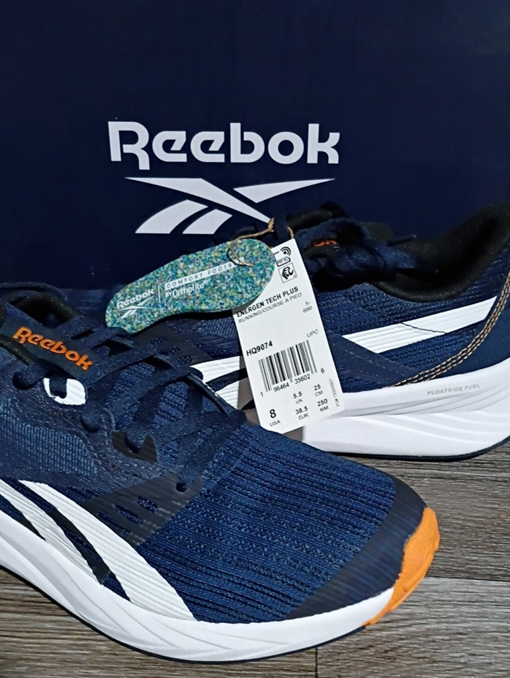 Reebok Navy and Orange Athletic Sneakers W 8 M 6.5